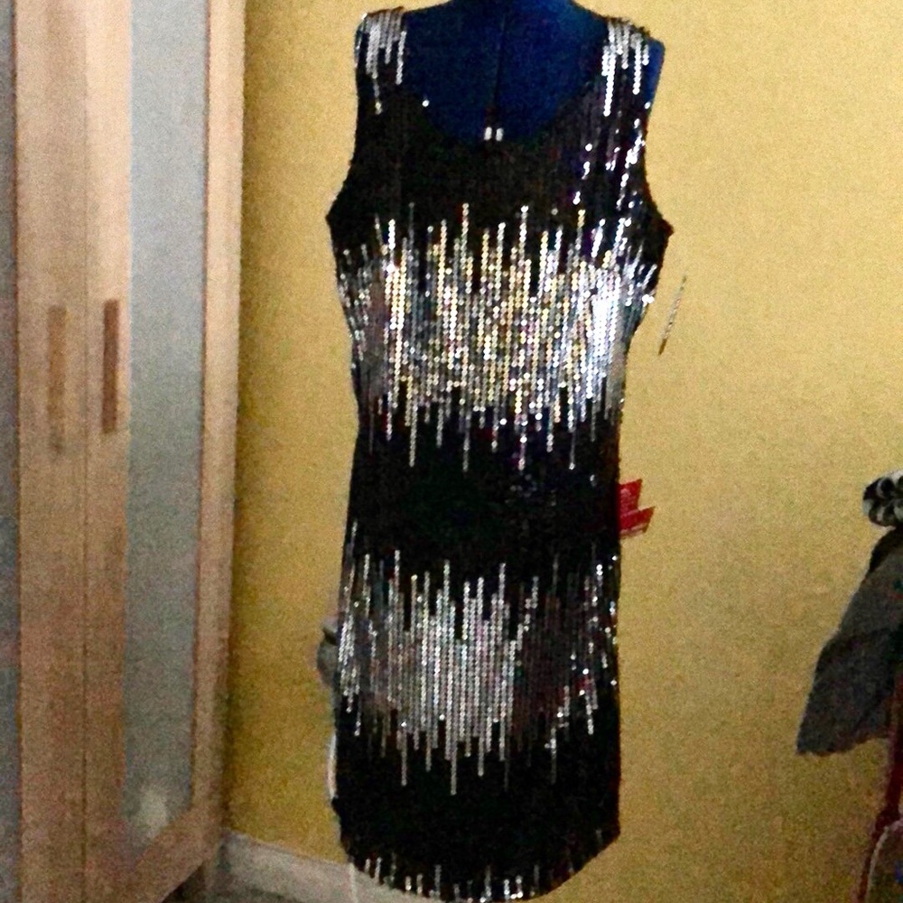 Forever brand black and silver sequence dress NWOT with tags